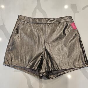 NWT Buddy Love Vince Metallic Shorts XL Pewter/Silver